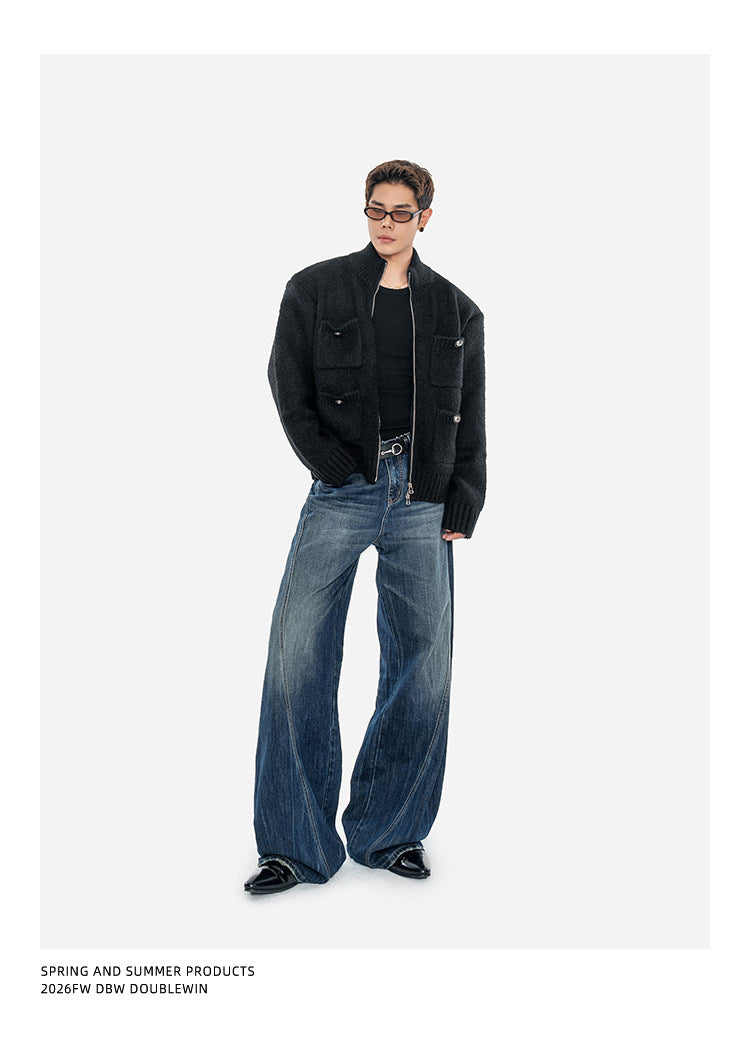 Heavyweight Sweater Jacket with Multiple Pockets