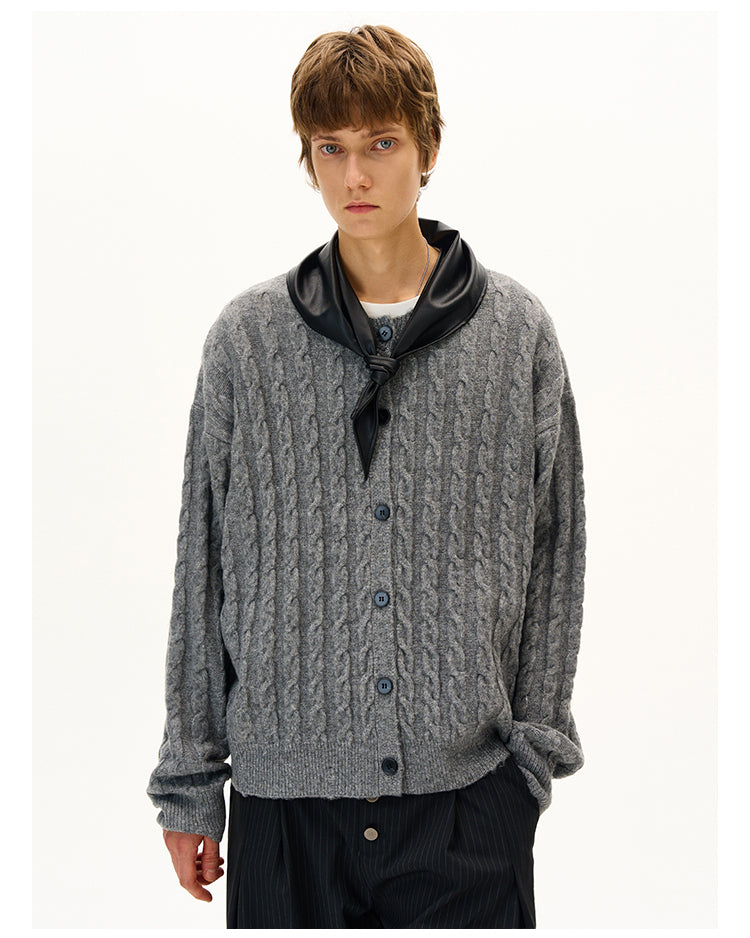 Wool-blend knit cardigan