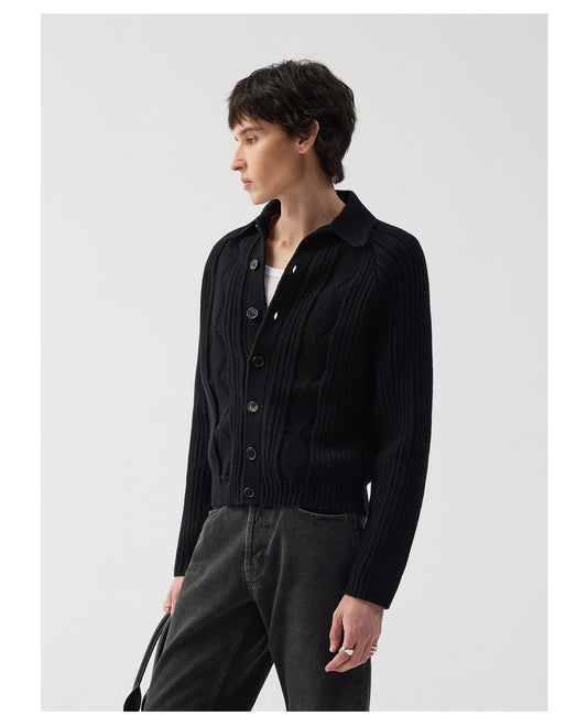 Diamond-Pattern Lightweight Knit Cardigan