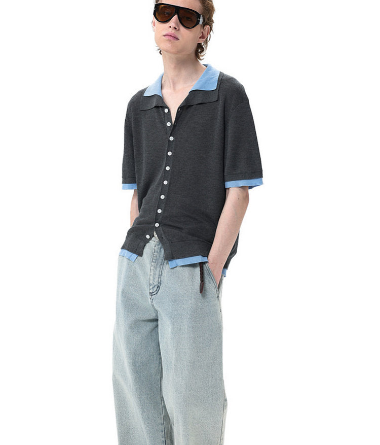 Faux Two-Piece Knit Shirt