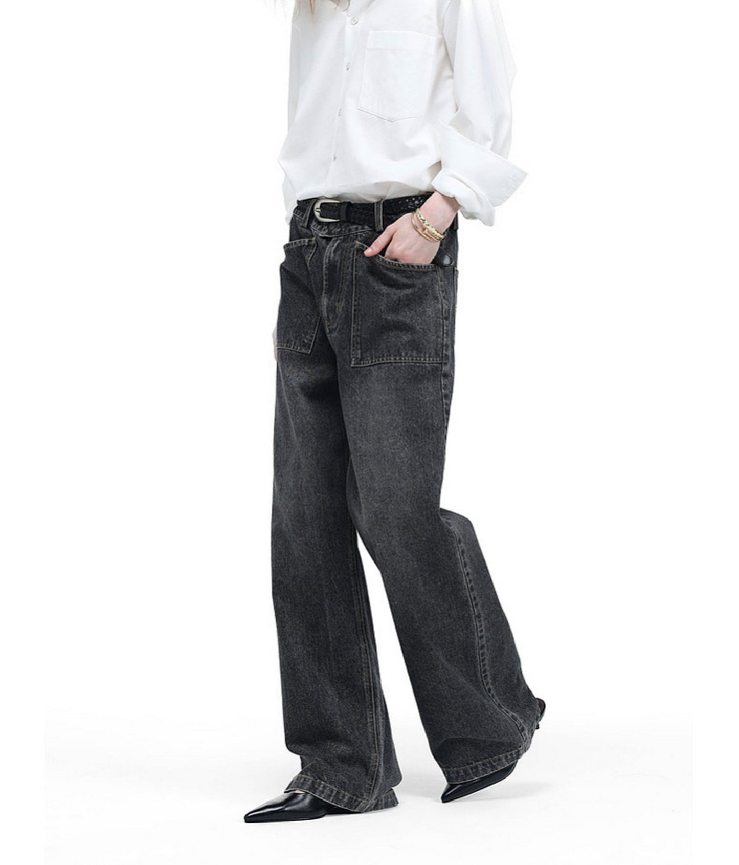 Wash-Mat Mid-Rise Straight-Leg Jeans