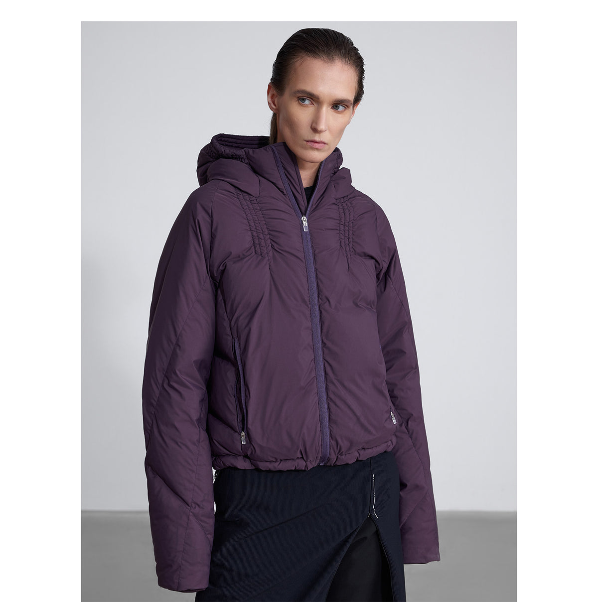 Shiny Pleated Down Jacket