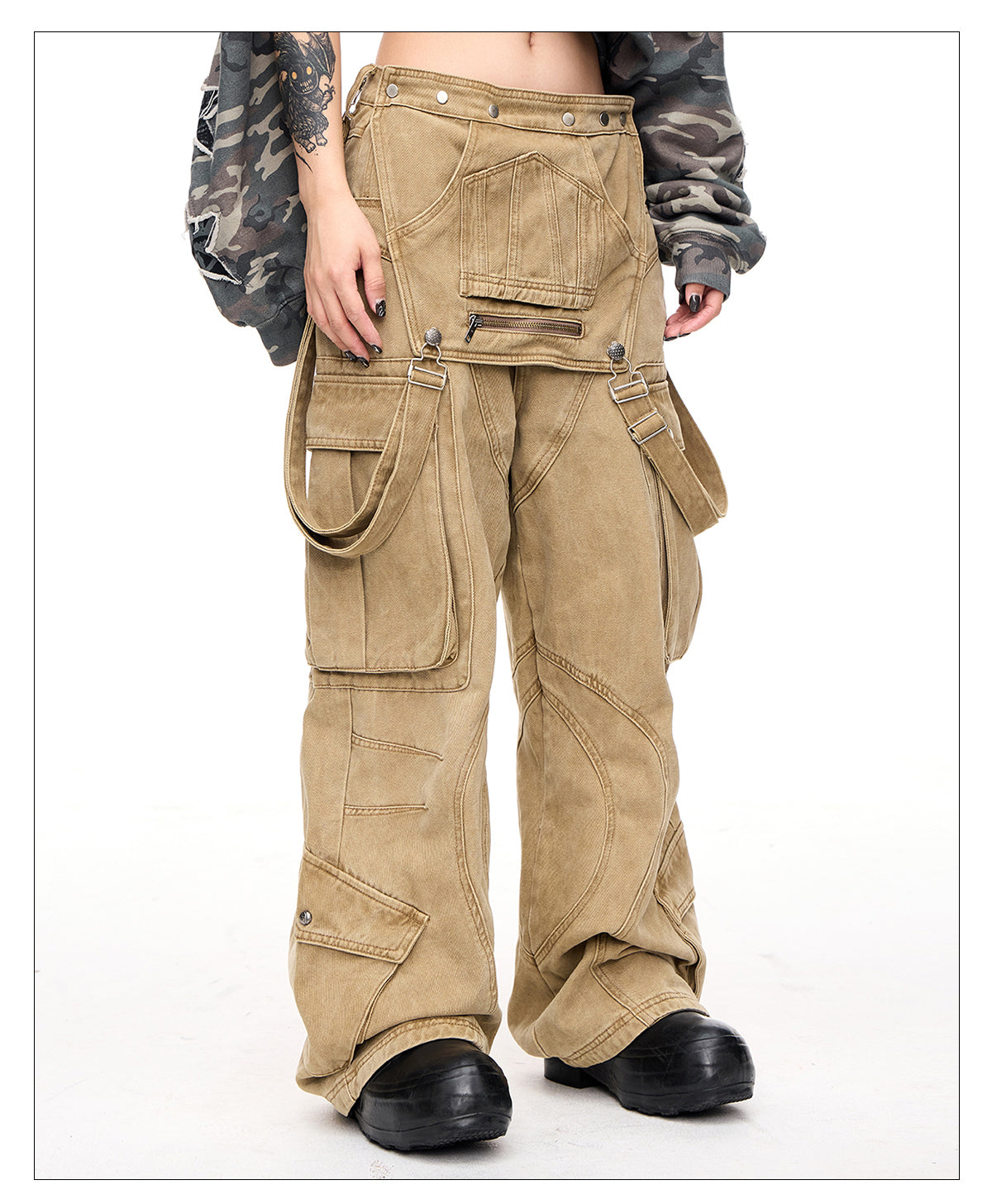 Retro Detachable Multi-pocket Overalls