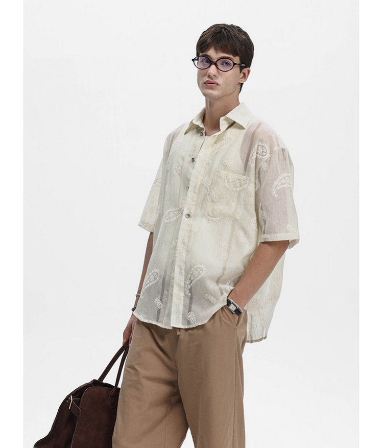 Linen-Blend Sheer Shirt