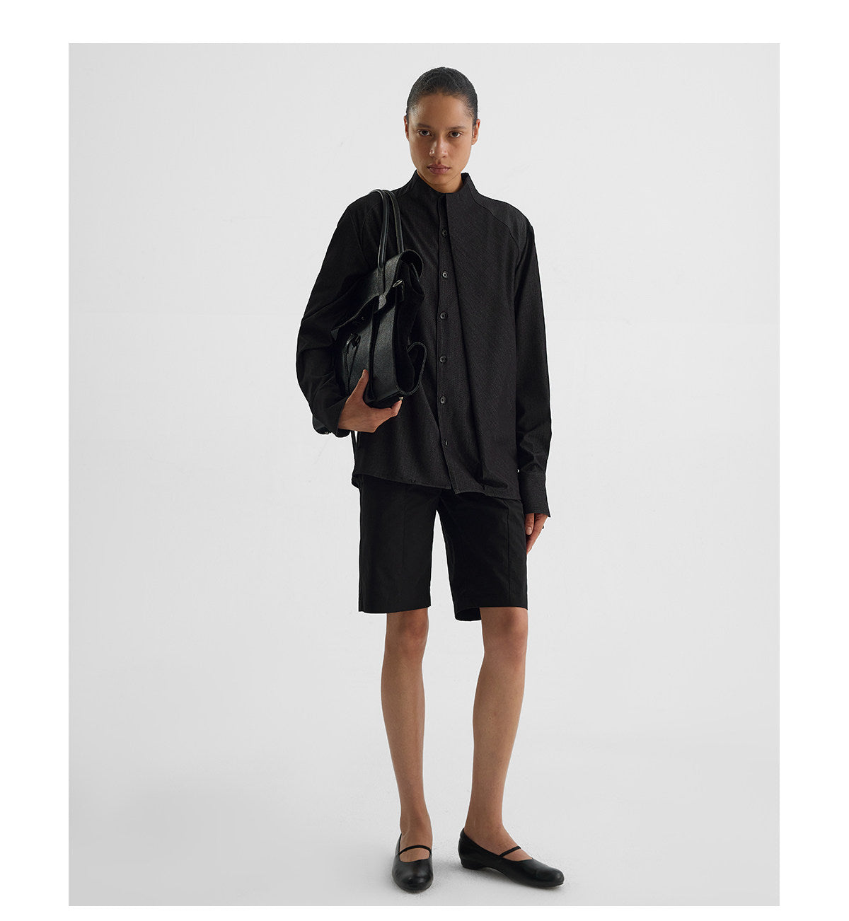 Collarless Half-High Shirt