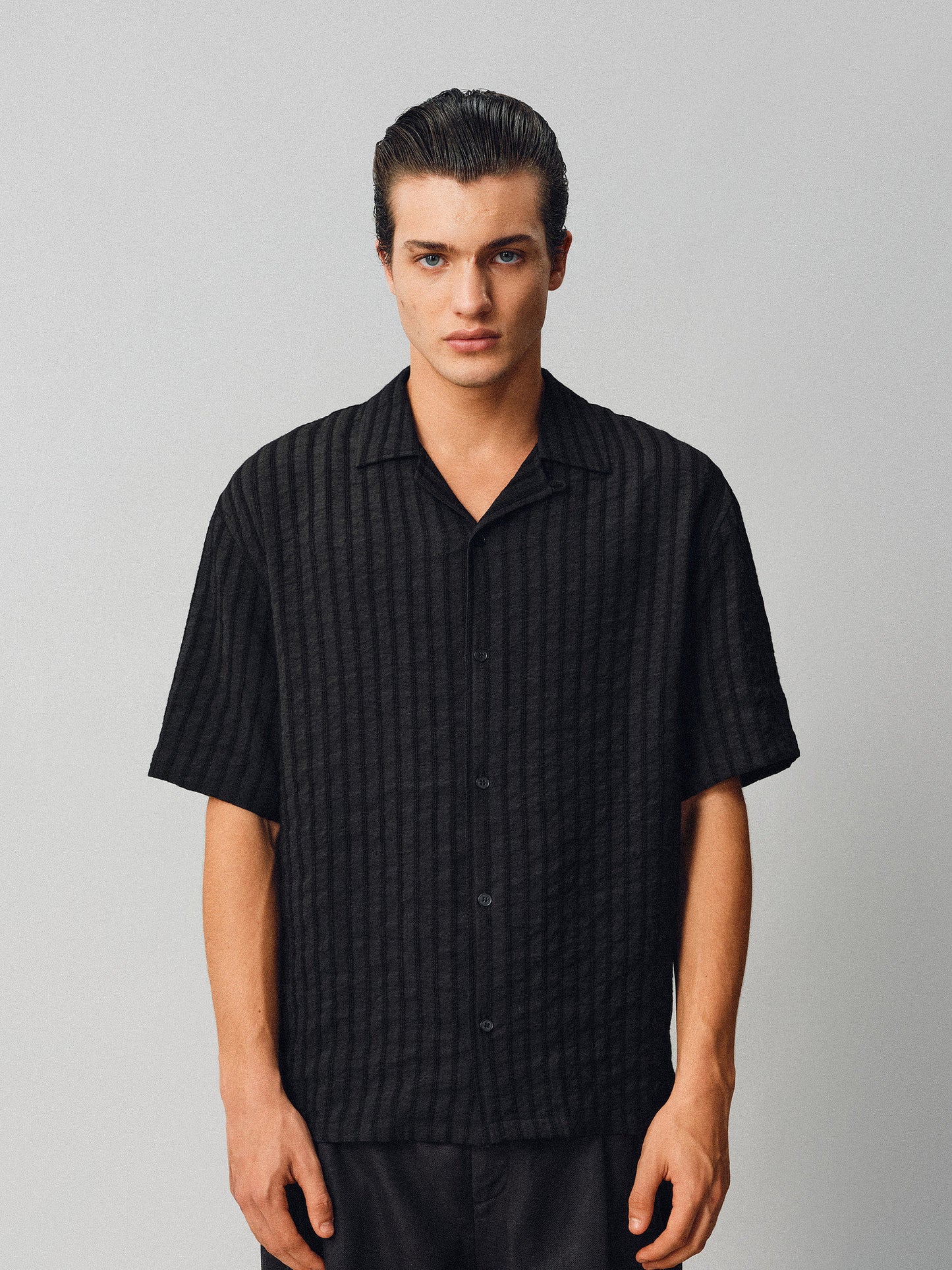 Jacquard Linen Striped Shirt
