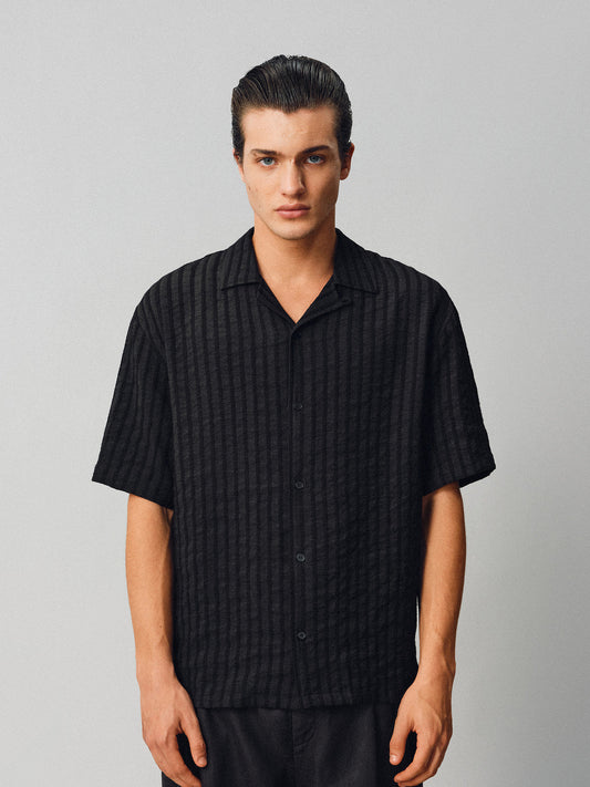 Jacquard Linen Striped Shirt