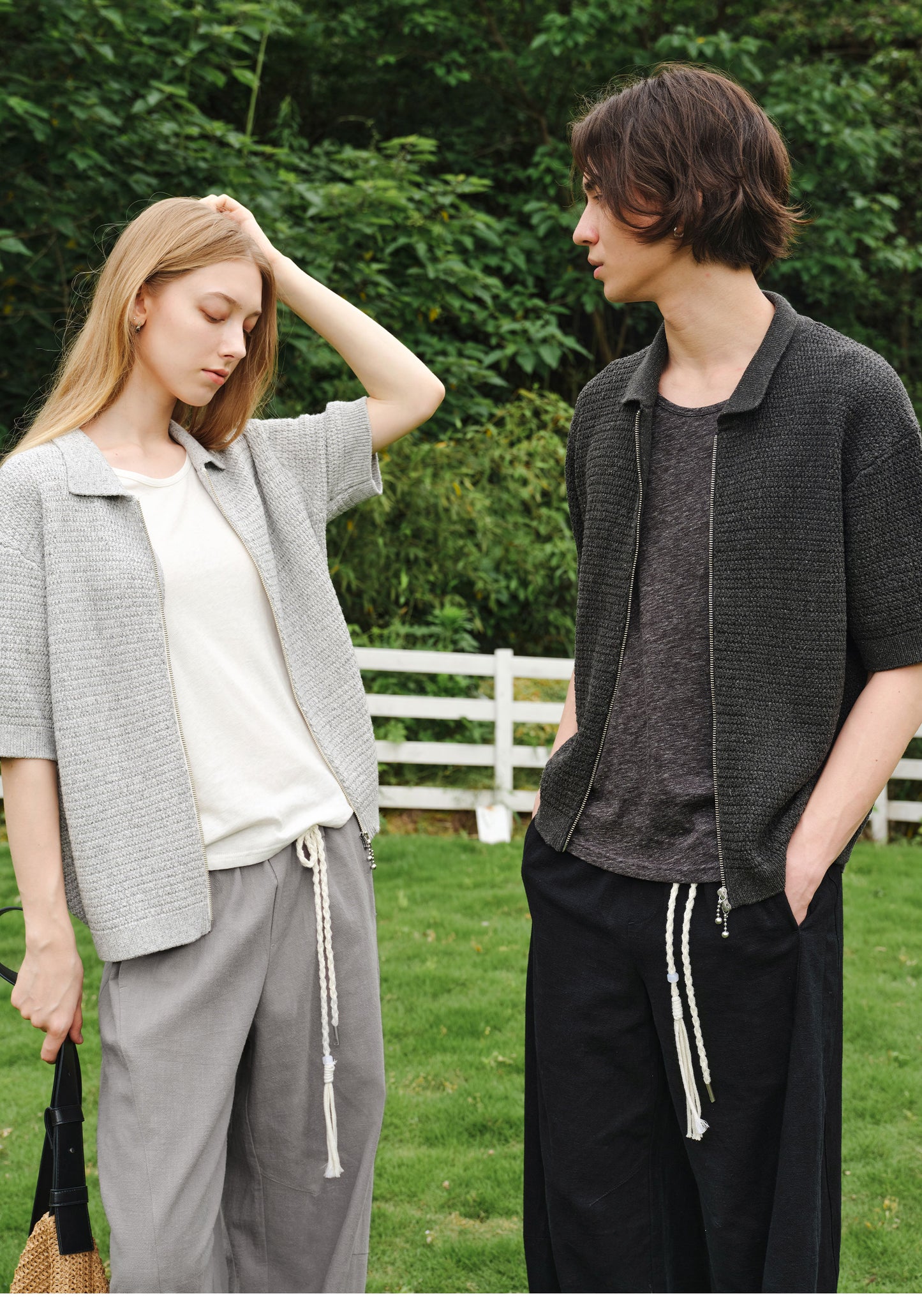 Mid-weight Double-Zipper Knit Cardigan