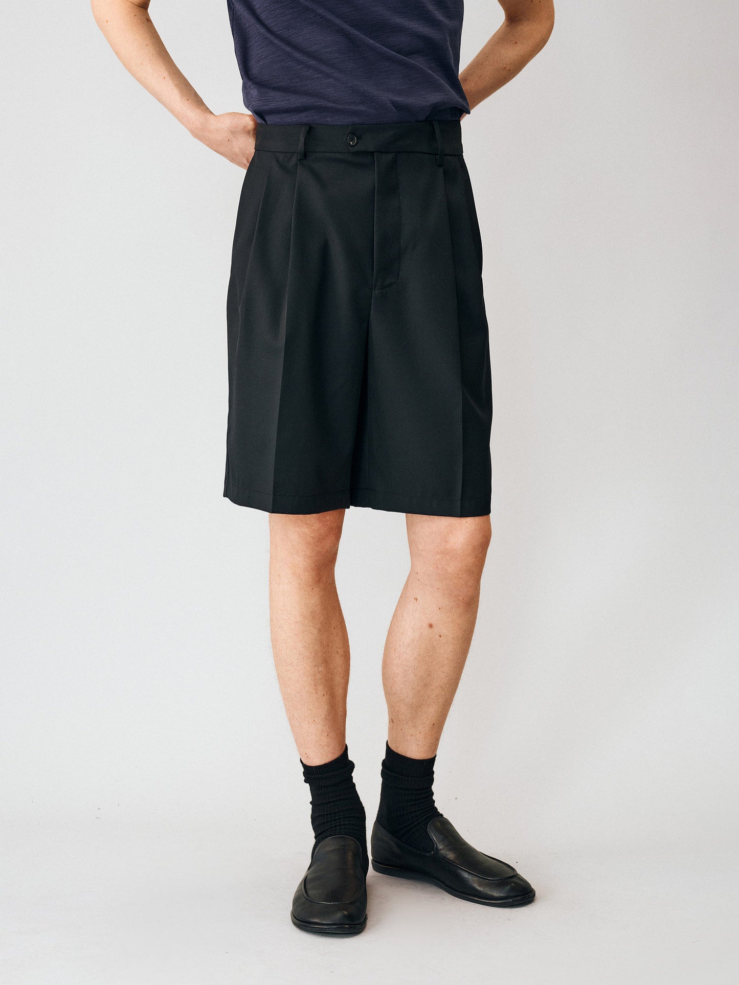 Double-Pleated Shorts