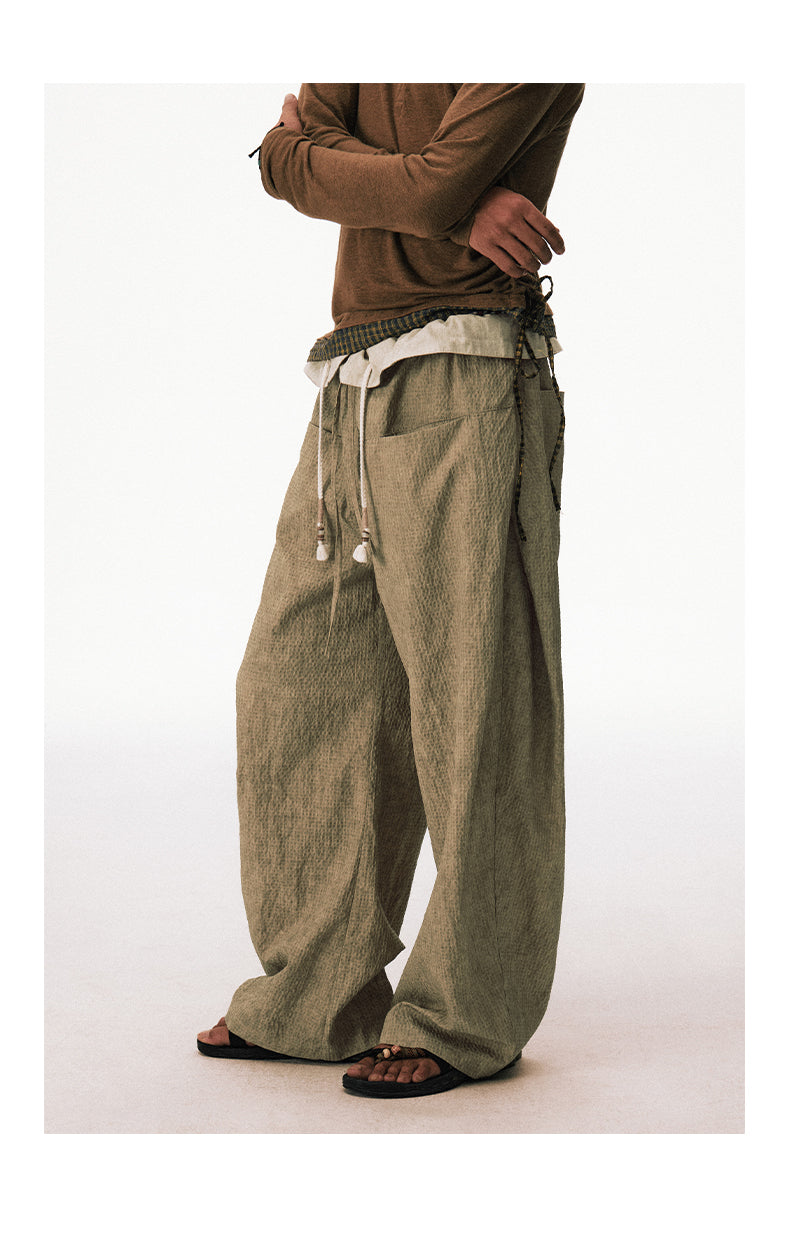 Bubble Check Textured Casual Pants