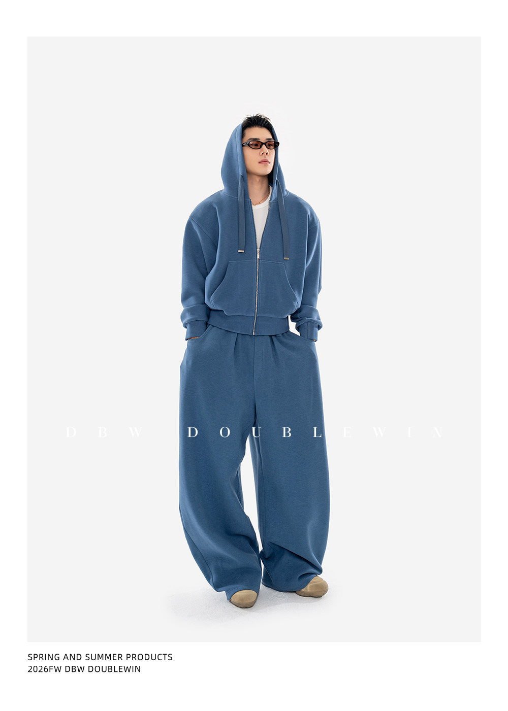 Hooded Sweatshirt Set with Shoulder Pads