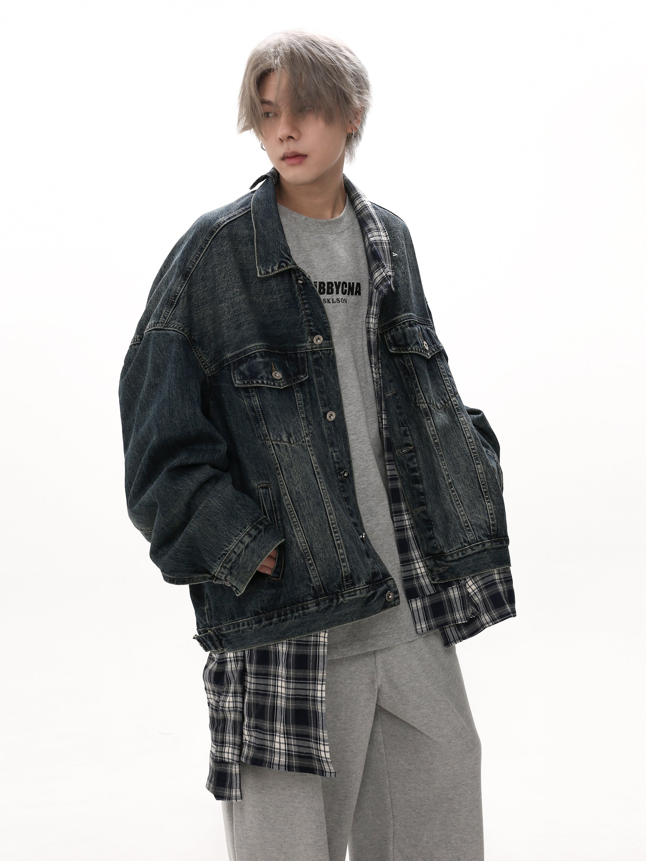 Faux Two-pieces Hooded PU Jacket