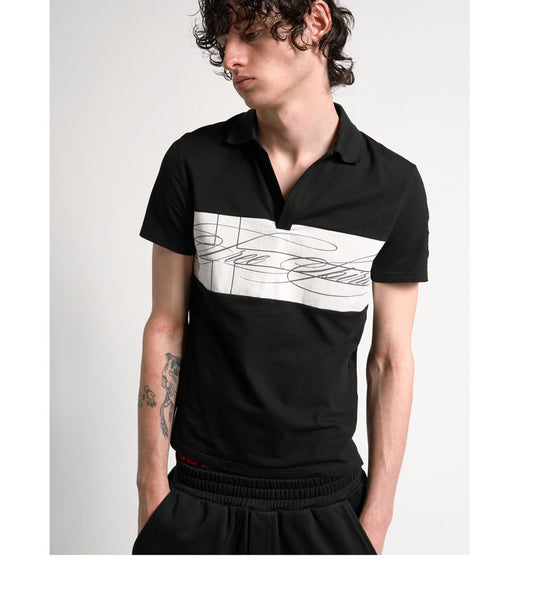 패치워크 프린트 폴로 셔츠