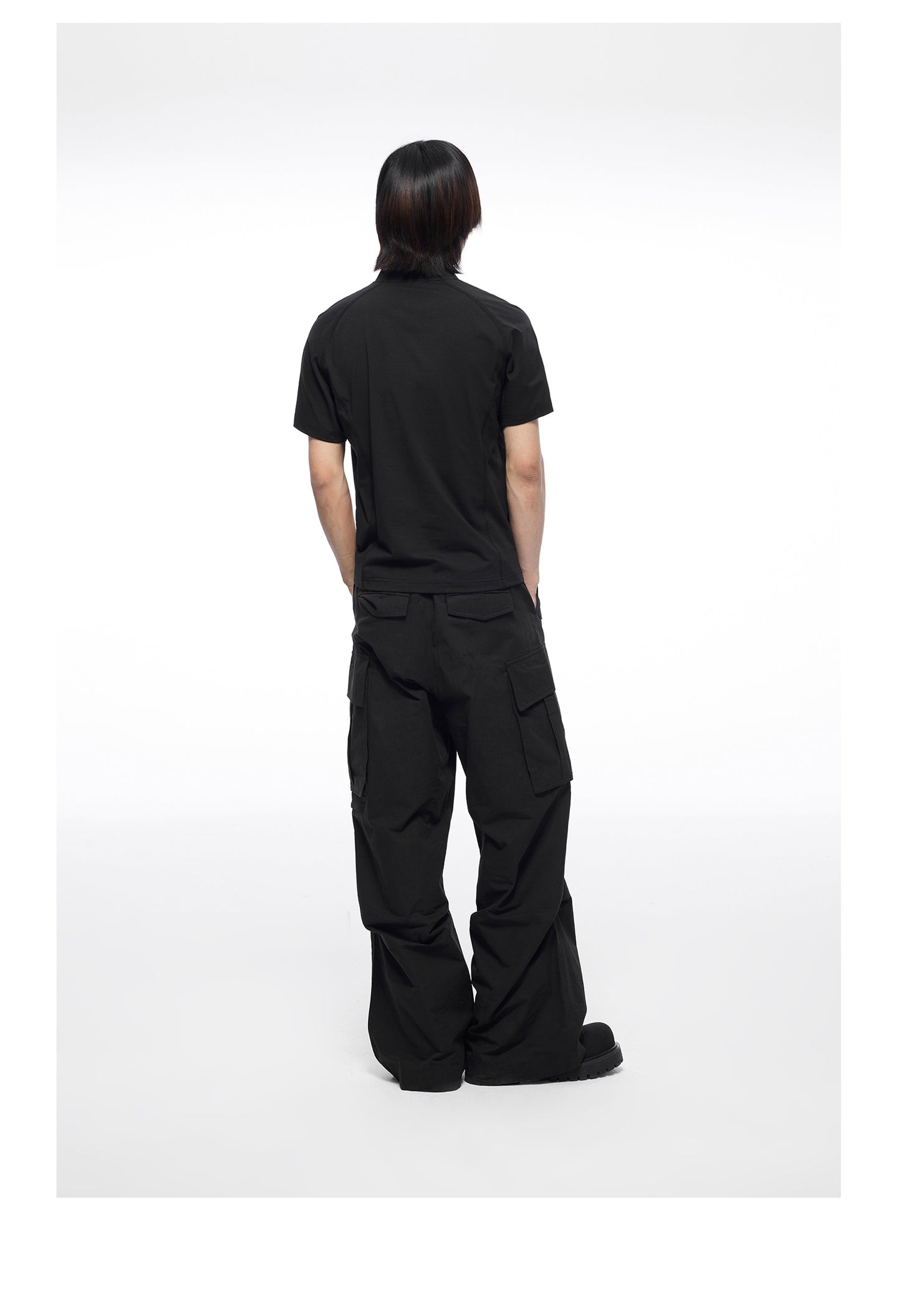 Multi-pocket pleated design paratrooper pants