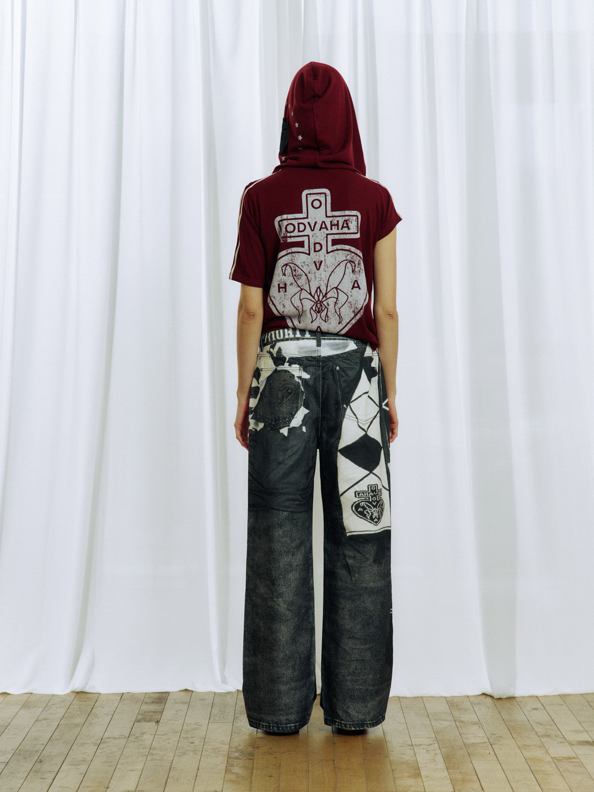 Digital-Print Denim Pants