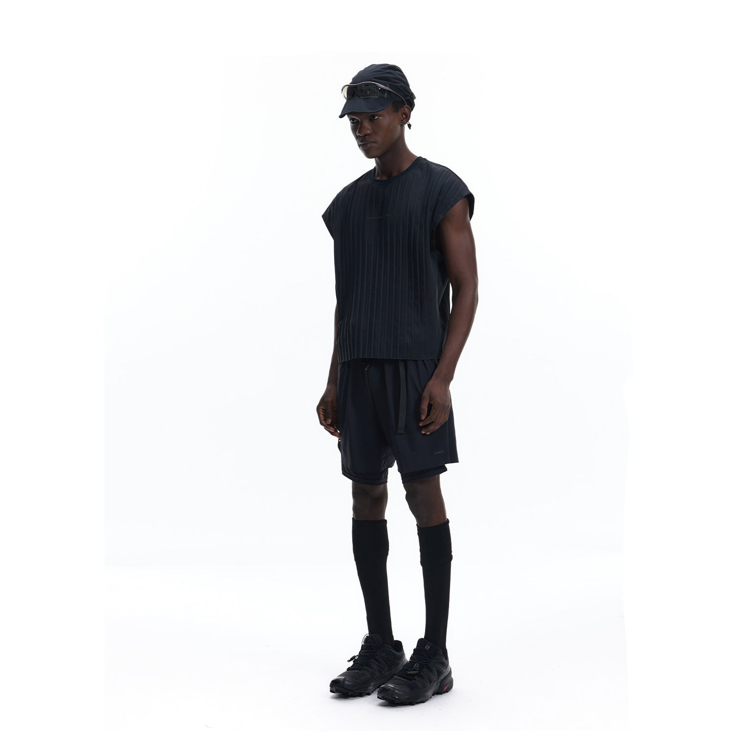 Drop-Shoulder Pleated T-Shirt