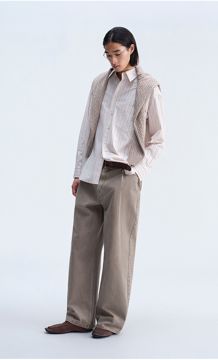 Casual Shirt with Color-Woven Stripes