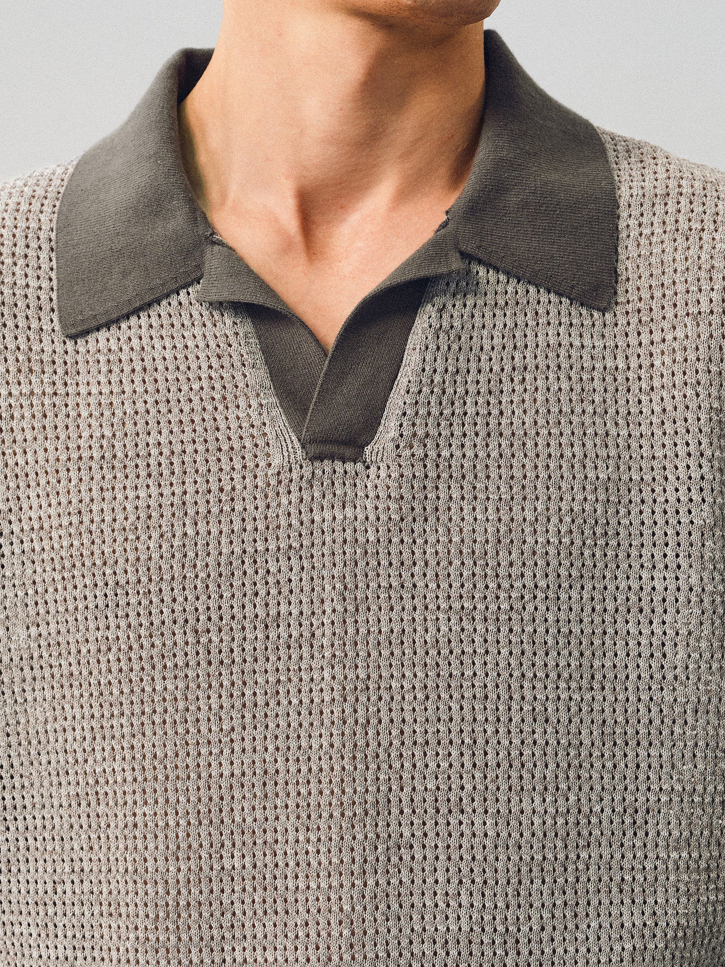 Openwork Knit Polo Shirt