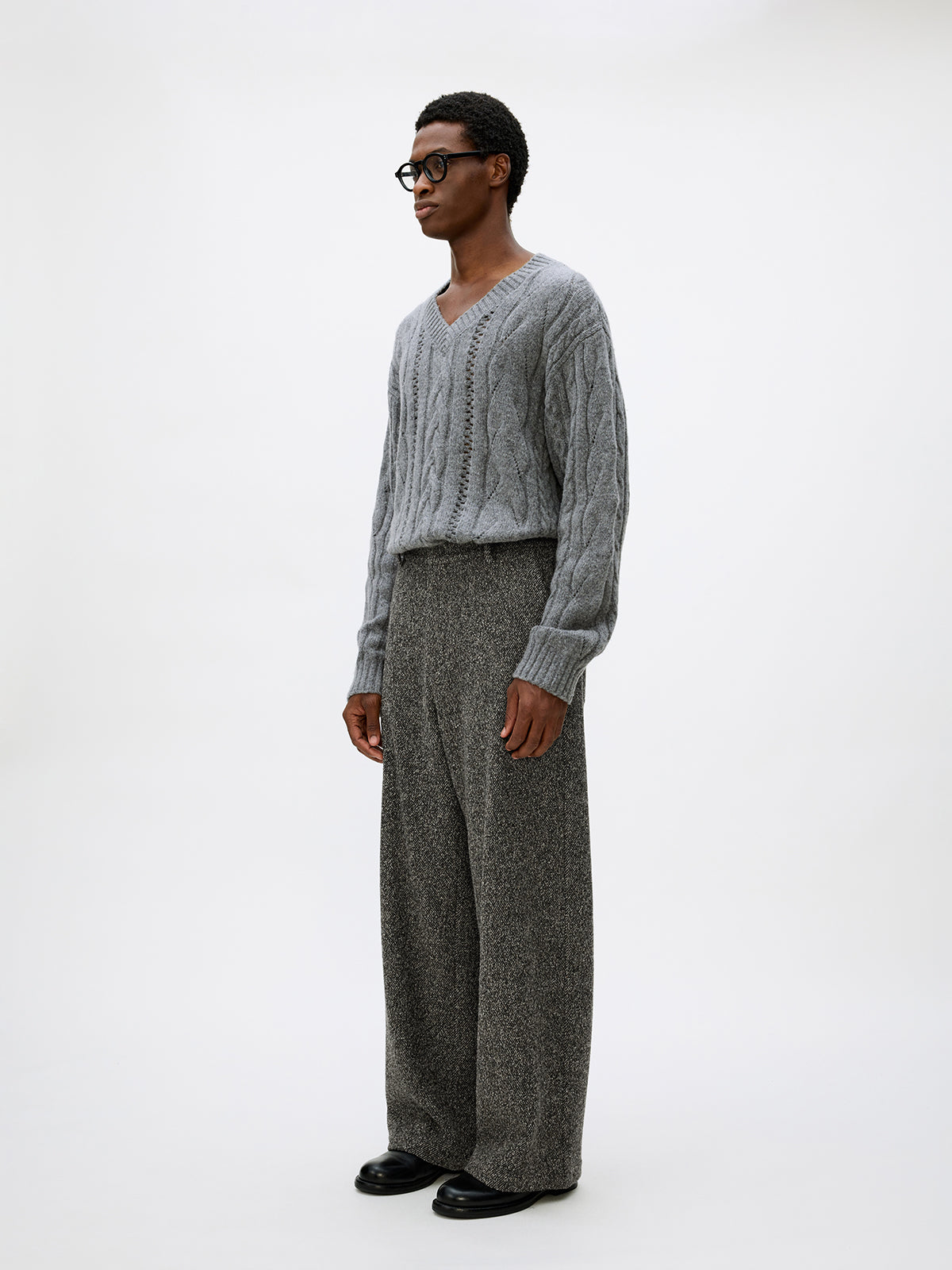 Tweed Loose Casual Pants