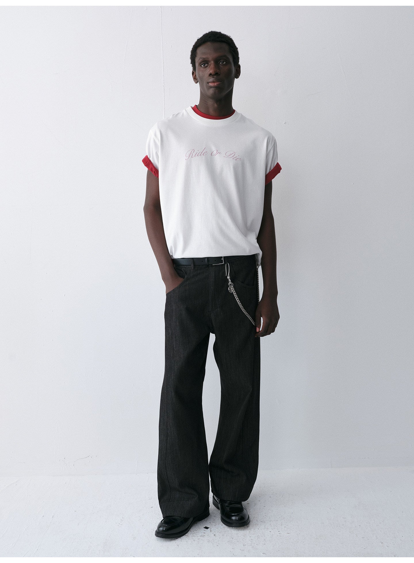 Wave-Cut Denim Pants
