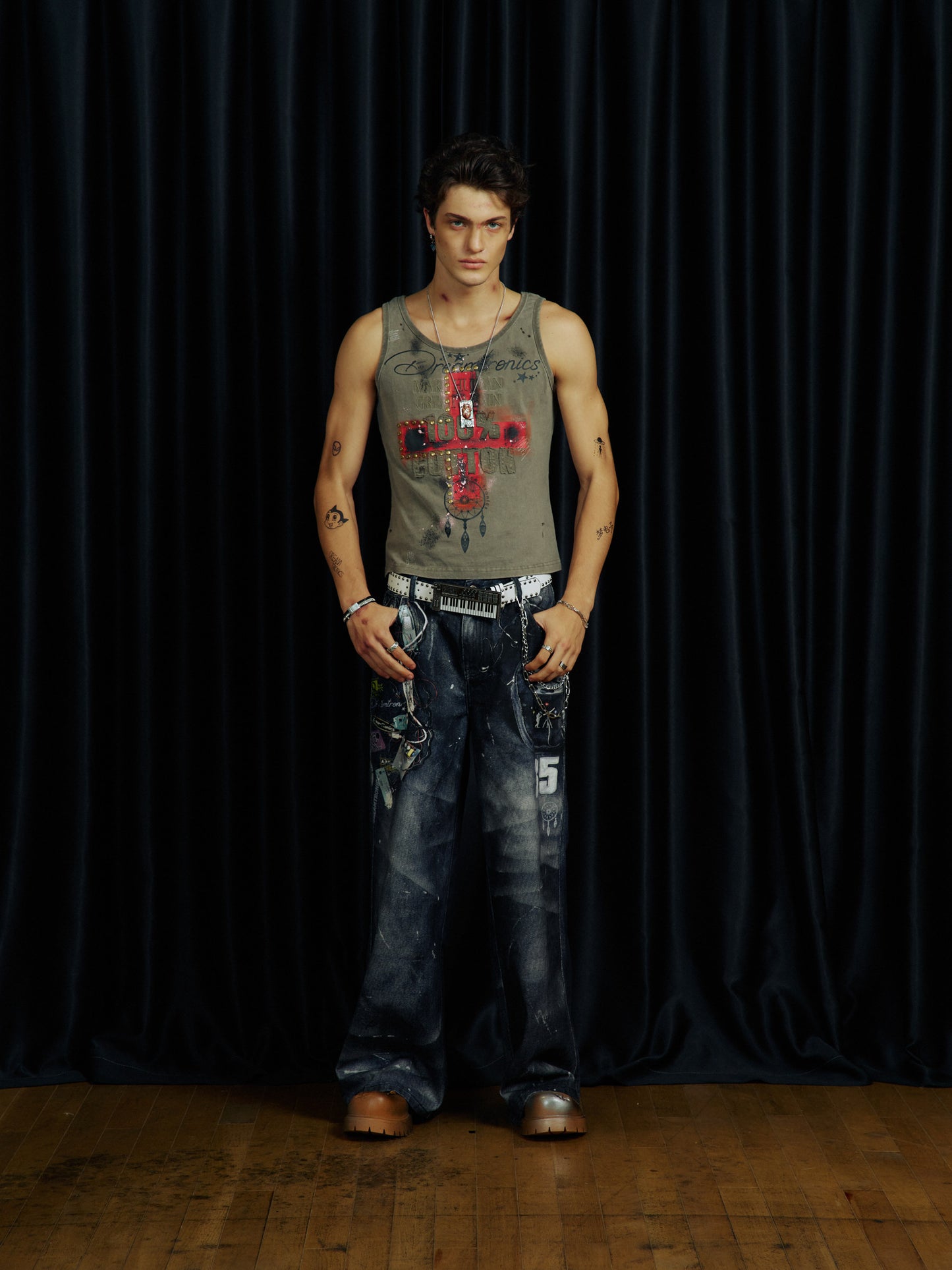 Splash Ink Straight-Fit Denim Pants