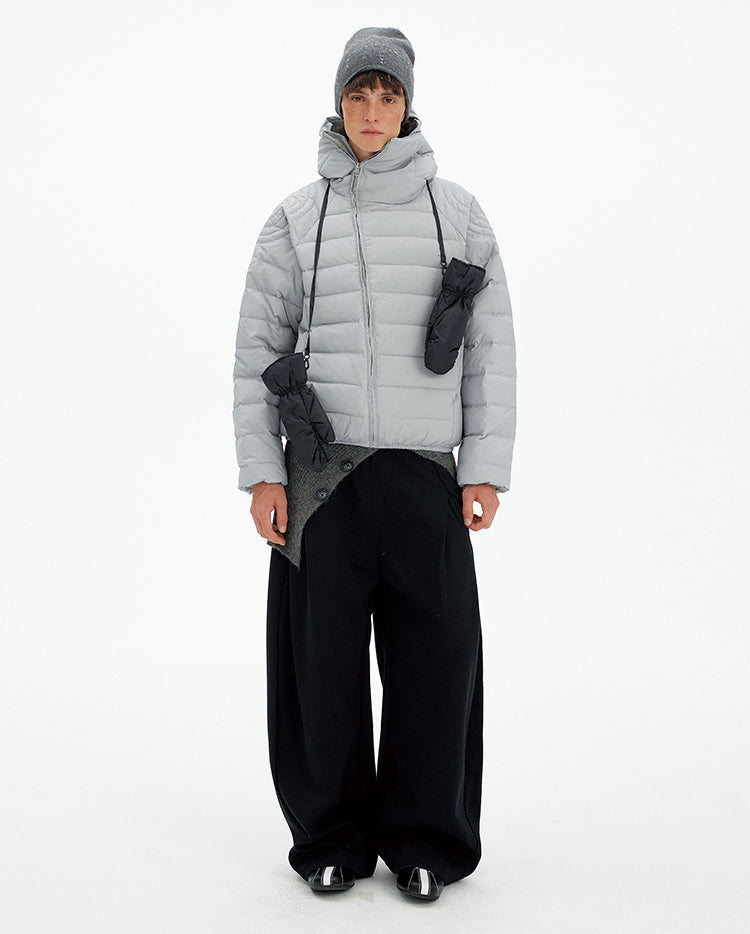 Unisex Diagonal Zipper Down Jacket