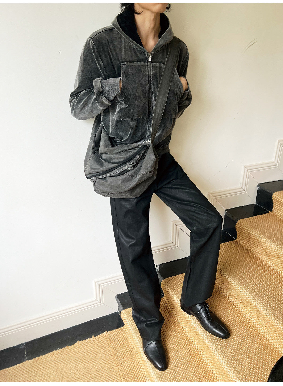 Wax-Dyed Jacket with Velvet Hood
