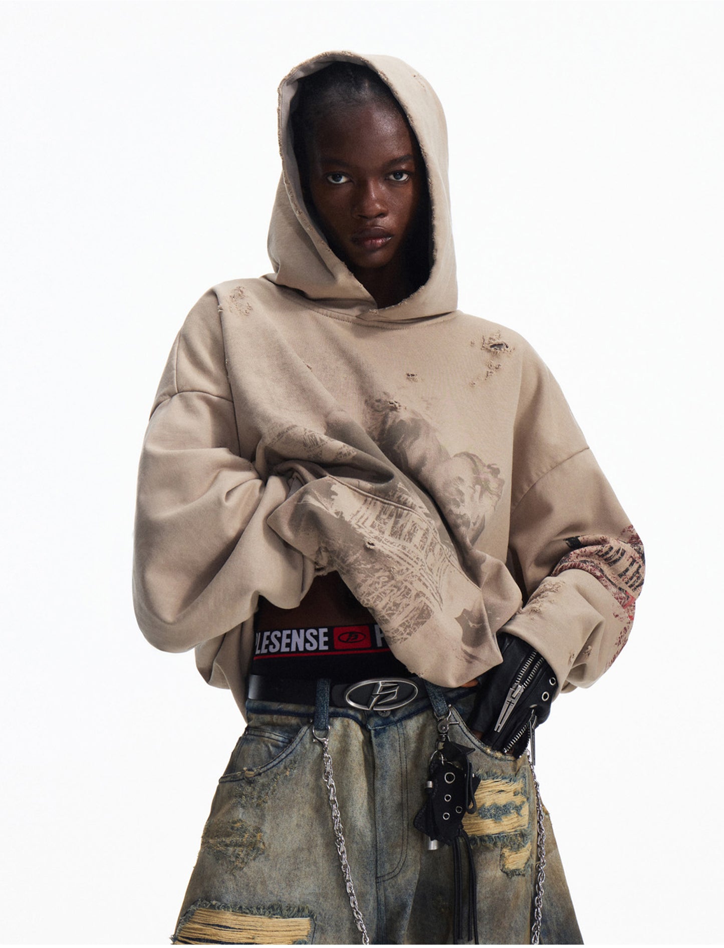 Double-layer fabric sweatshirt