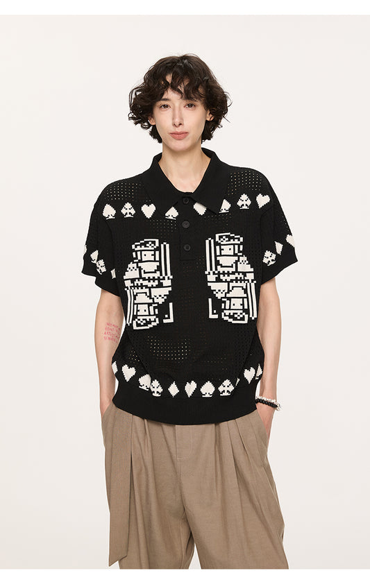 Boxy Knit Polo Shirt