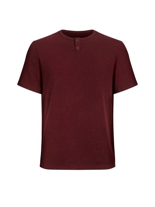 Henley-Neck Basic T-Shirt