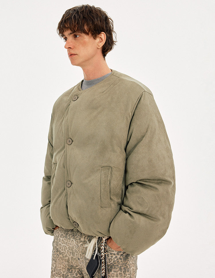 Retro Style Removable Fur Collar Faux Suede Jacket