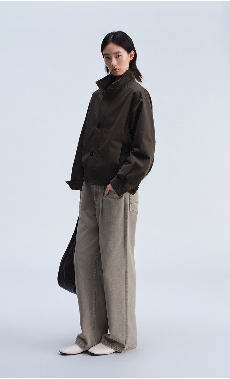 Single-Tuck Denim Pants