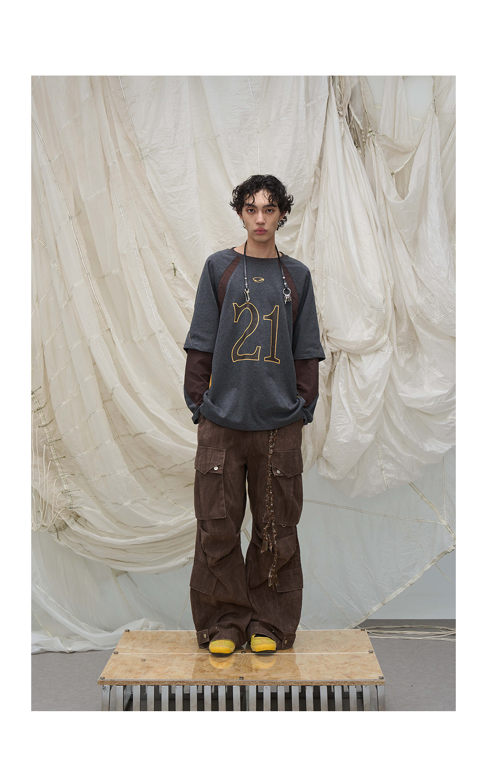 Washed multi-pocket bomber pants