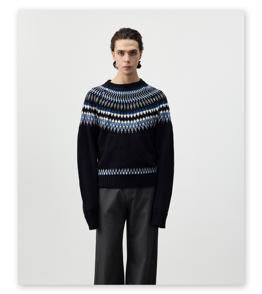 Wool Blend Crew Neck Sweater