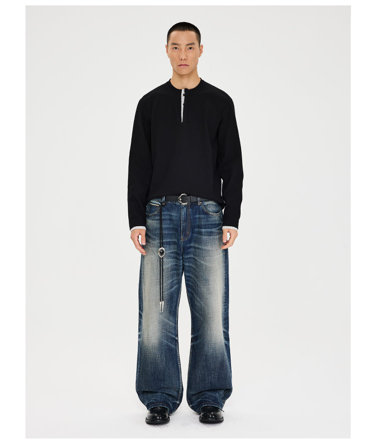 Embroidered Washed Jeans