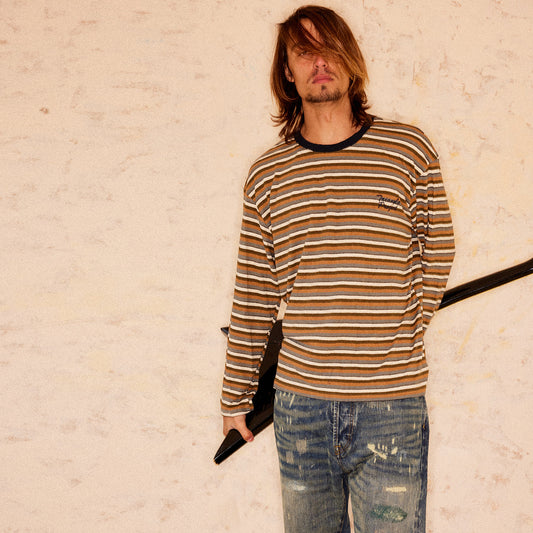 Slogan Embroidered Stripe T-Shirt