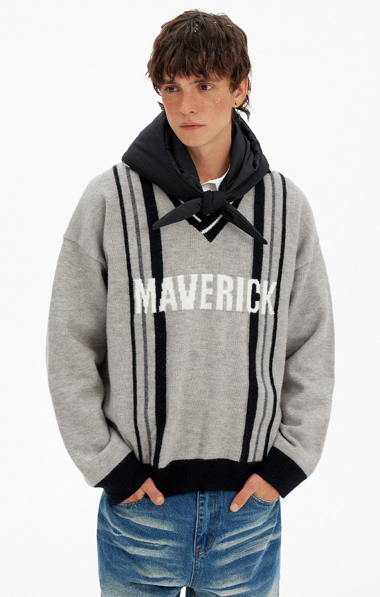 Color Block Letter Print Sweater