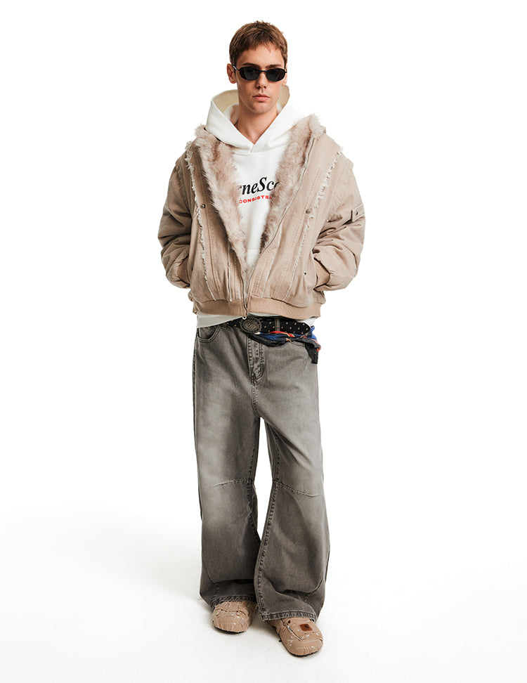 Distressed-look padded jacket