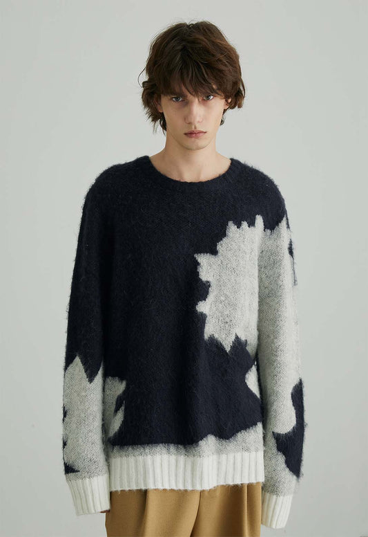 Plush Raised Patchwork Mohair Sweater