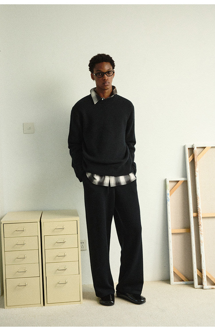 Straight-Leg Knit Casual Pants