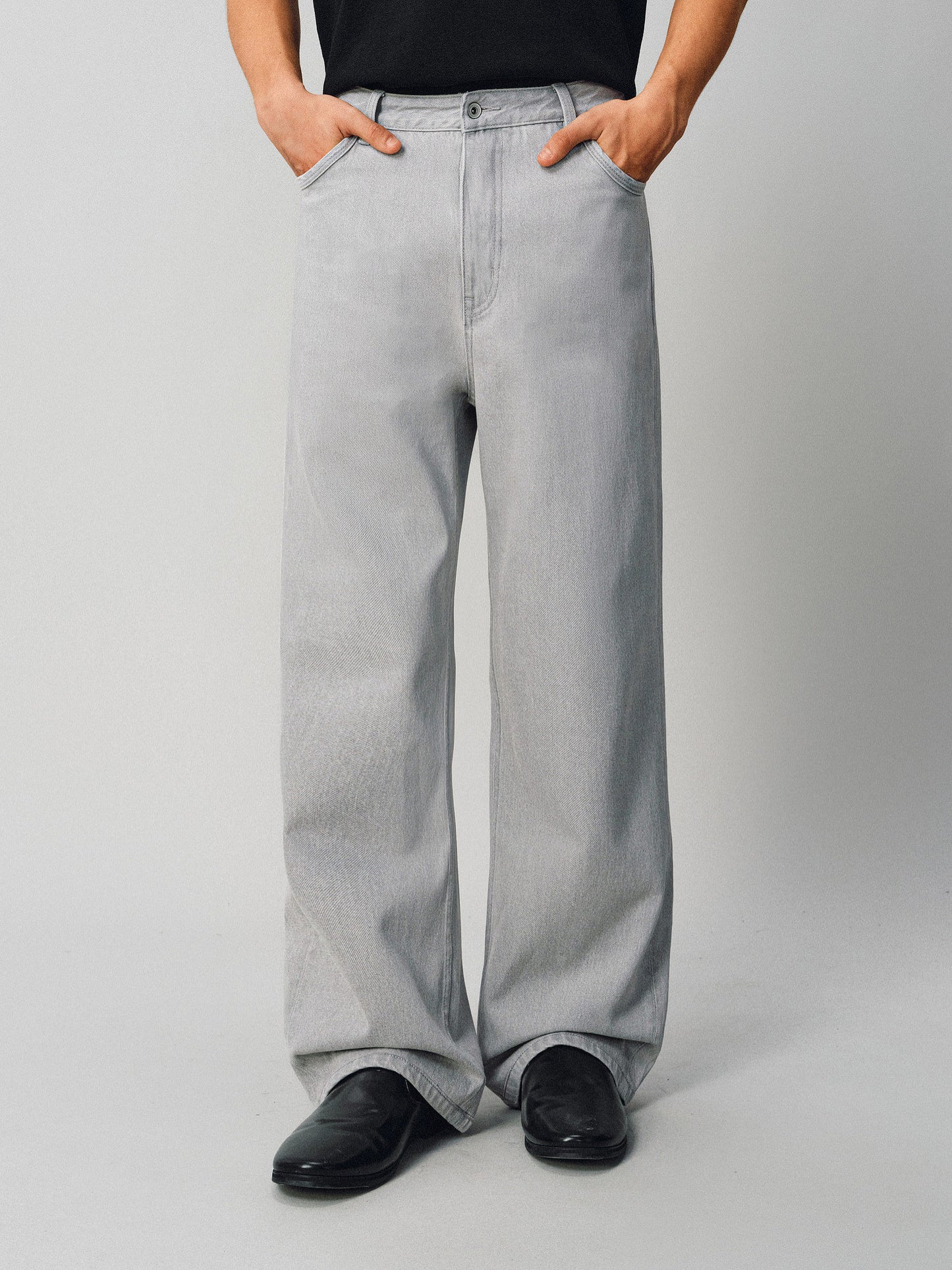 Straight Micro-Flared Washed Jeans