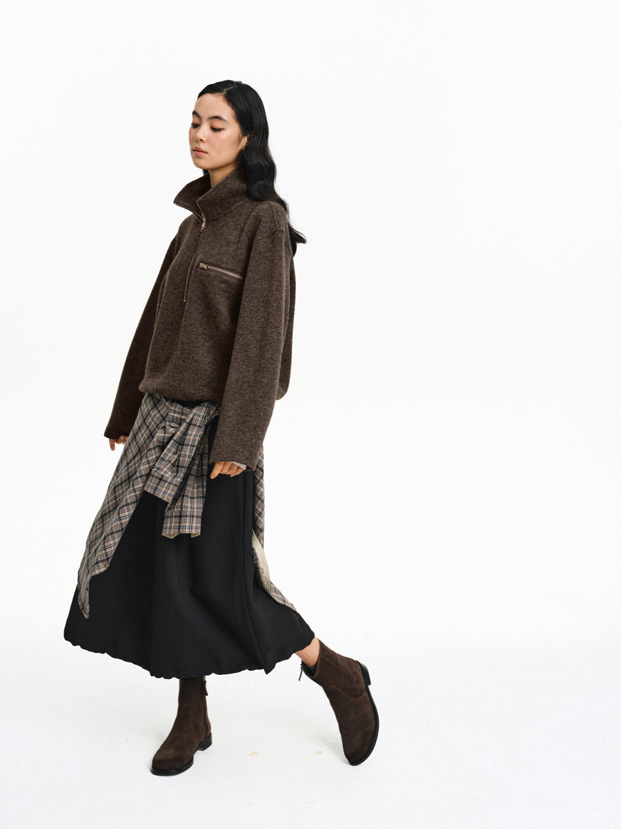 Stand Collar Zipper Shirt