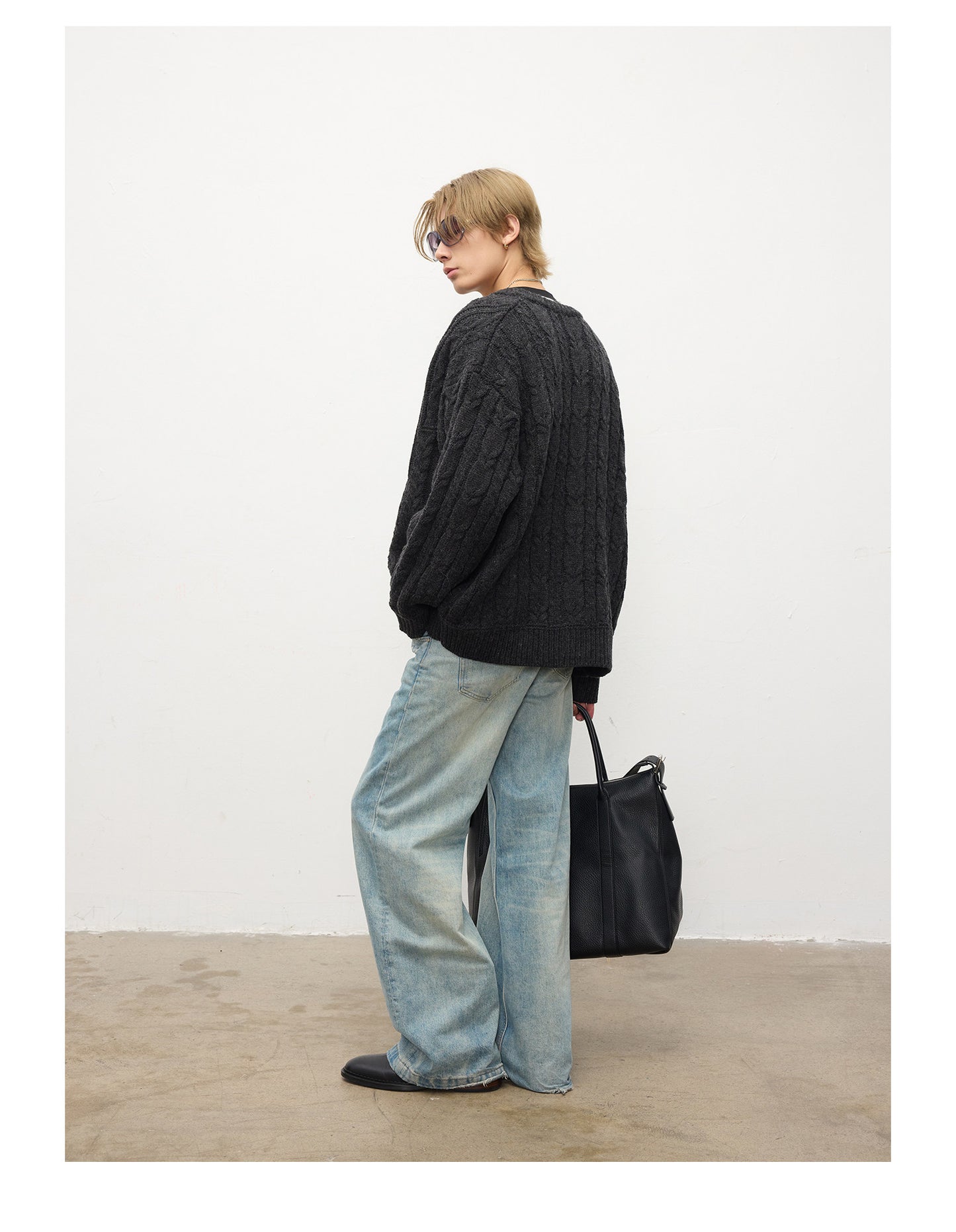 Sheep Wool Cable Knit Button Cardigan