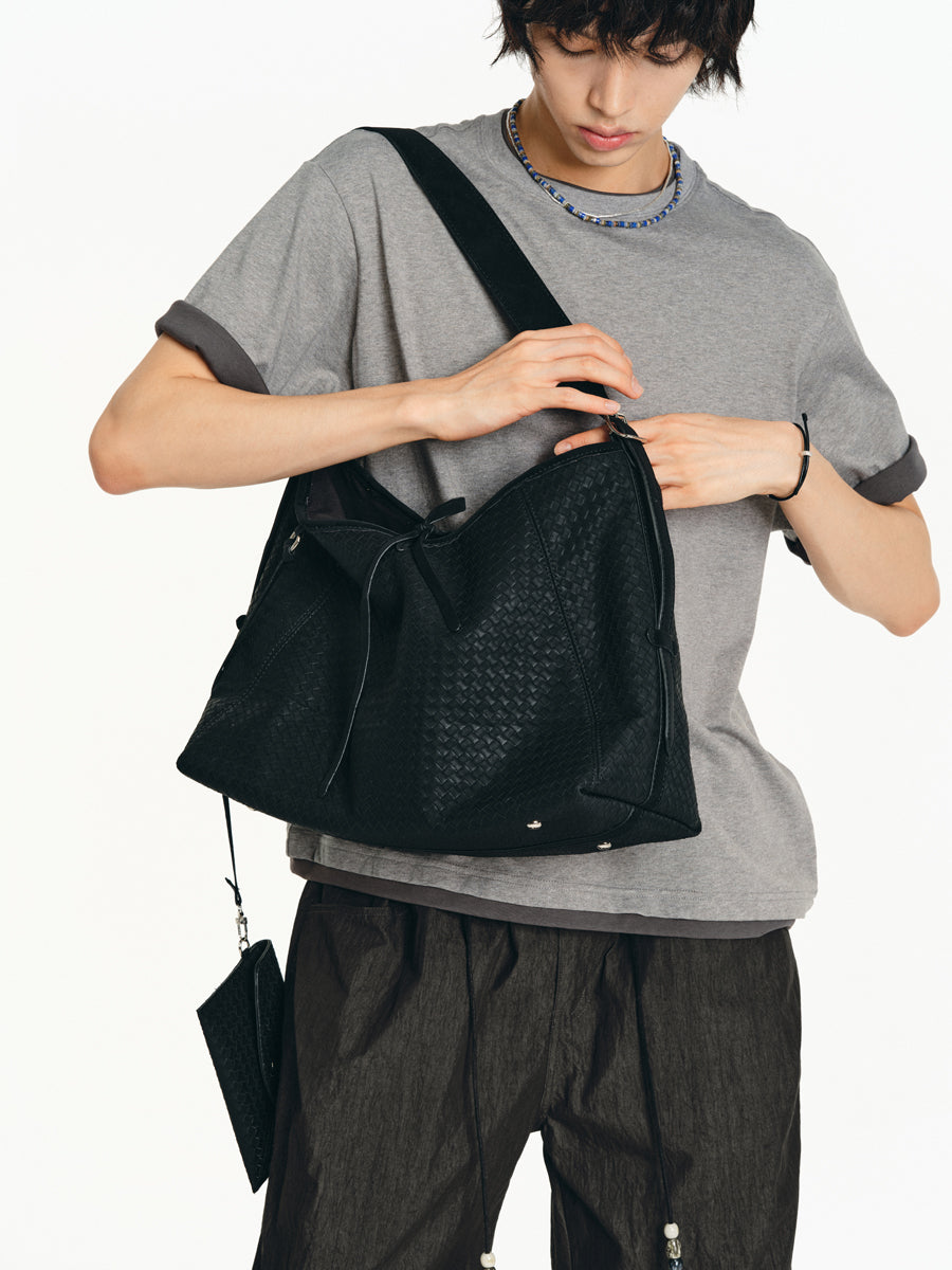 Matte-embossed shoulder bag