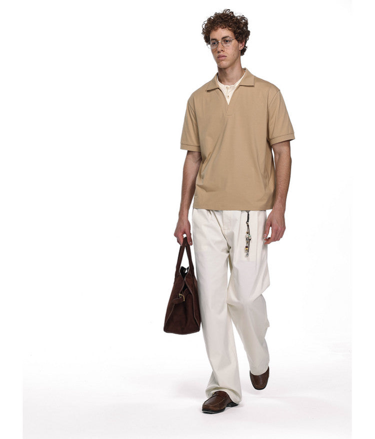 Fake Two-Piece Double Collar Polo Shirt