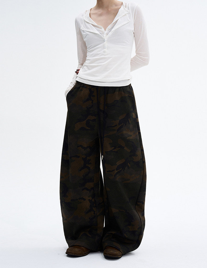 Fleece-lined Camouflage Casual pants