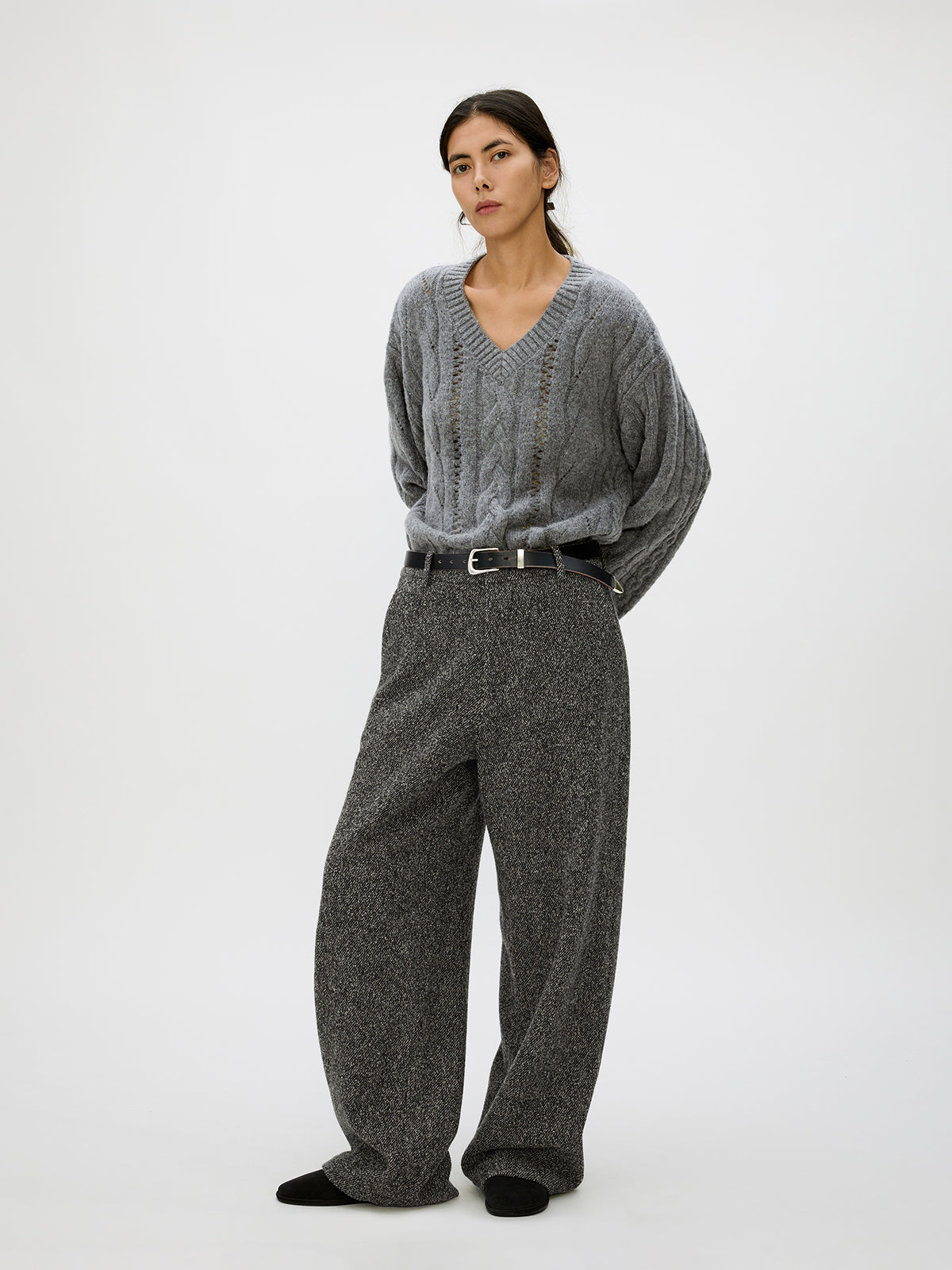Tweed Loose Casual Pants