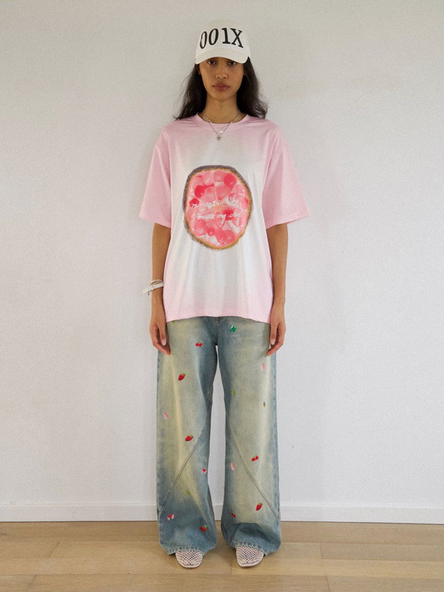 Printed Washed Whisker Jeans