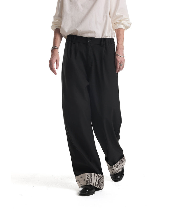 Paisley Flower Hem Casual Pants