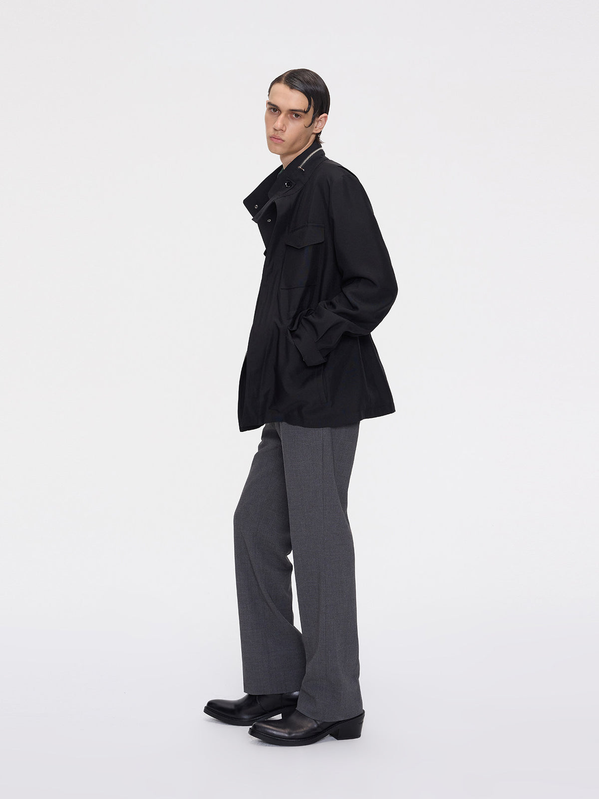 Pocket-Cut Stand-Collar Jacket